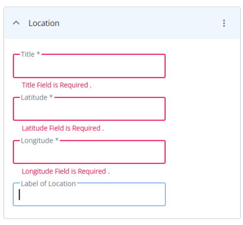 mandatory fields for location